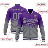 Custom Purple Gray Fade Fashion Jacket Bomber Full-Snap Varsity Letterman Personalized Jacket FZ005-D020229-13